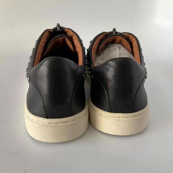 Frye & Co Women Black Leather Studded Victoria Zip Sneaker NIB - Picture 7 of 14